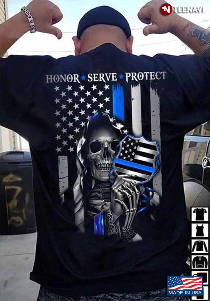 Serve Honor Protect Skull American Flag