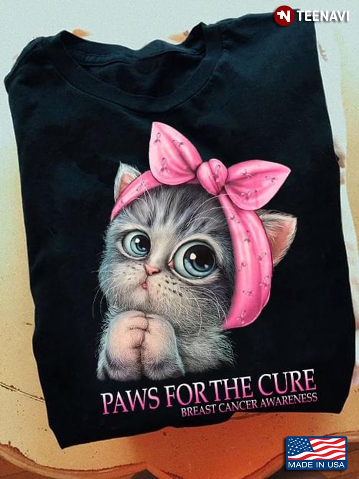 Paws For The Cure Breast Cancer Awareness Cat Cute