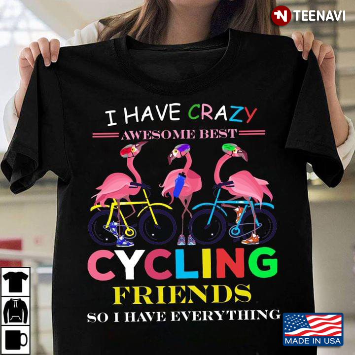 Flamingo I Have Crazy Awesome Best Cycling Friends So I Have Everything