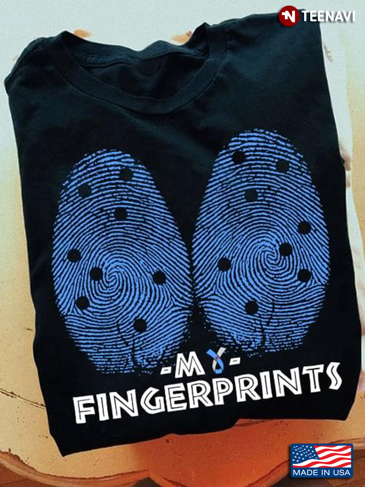 My Fingerprints Diabetes Awareness Blue And Grey Ribbon