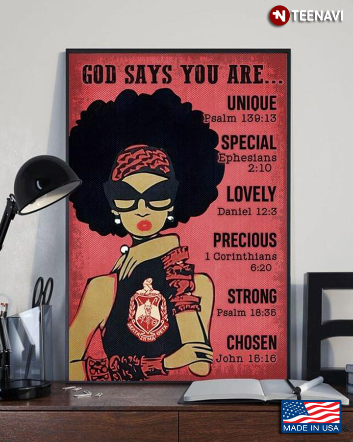 Red Theme Black Queen With Glasses God Says You Are Unique Special Lovely Precious Strong Chosen
