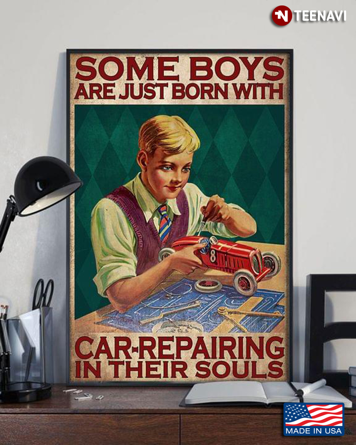 Vintage Car Mechanic Repairer Some Boys Are Just Born With Car-repairing In Their Souls