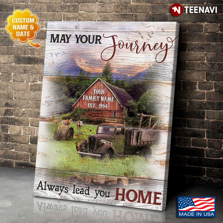 Vintage Customized Family Name & Date Farm View May Your Journey Always Lead You Home