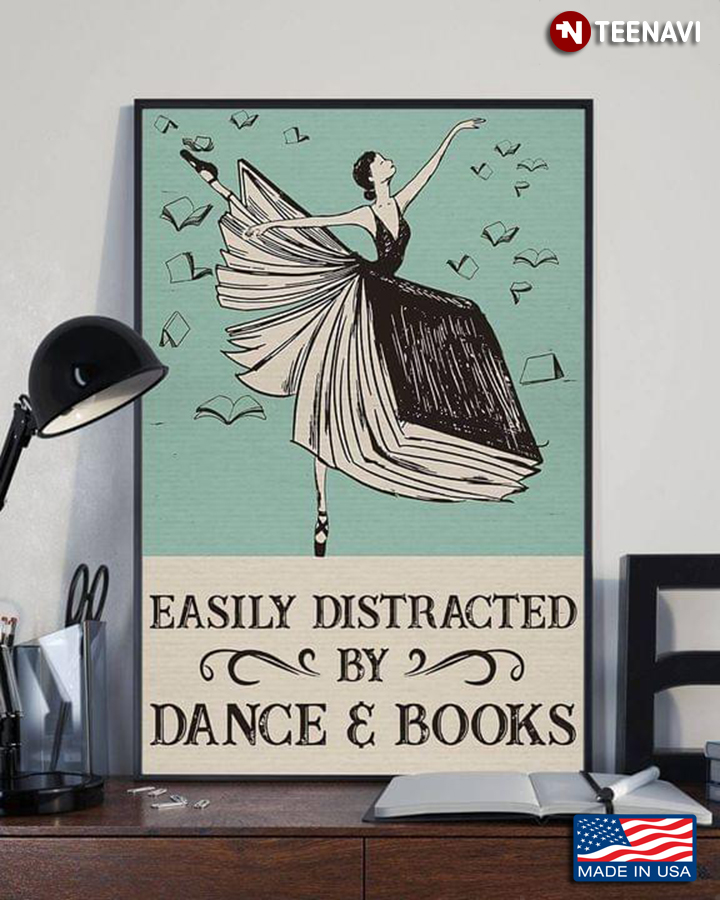 Vintage Ballerina In Black Dancing Easily Distracted By Dance & Books