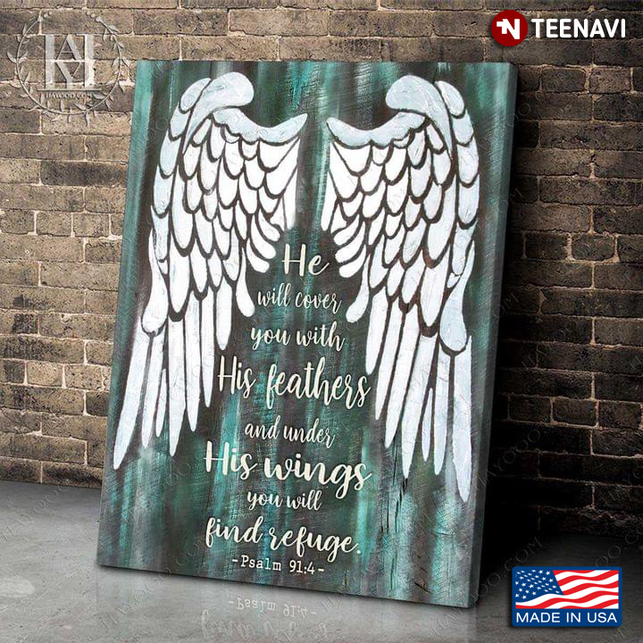 Vintage Angel's Wings Psalm 91:4 He Will Cover You With His Feathers And Under His Wings You Will Find Refuge