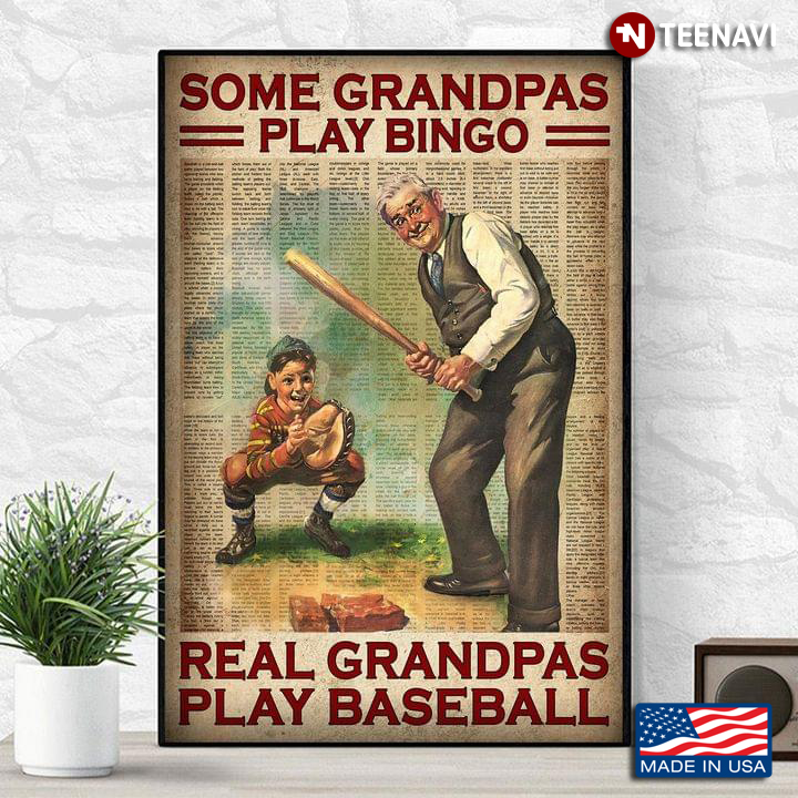 Vintage Book Page Theme Some Grandpas Play Bingo Real Grandpas Play Baseball