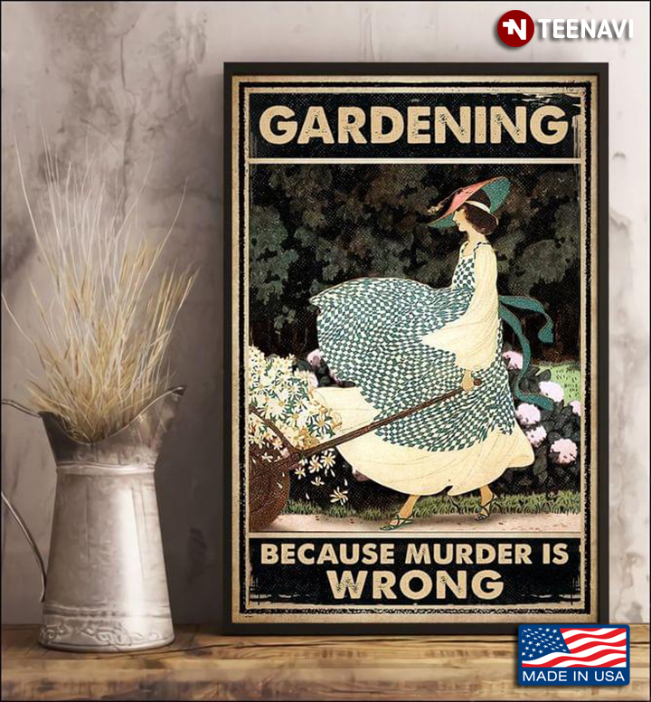 Vintage Girl Pulling Wagon Full Of Daisy Flowers In Garden Gardening Because Murder Is Wrong