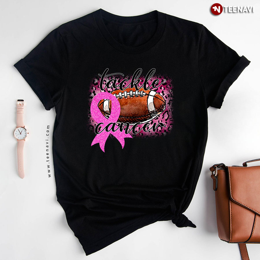 Breast Cancer Awareness Rugby Ball Tackle Cancer for Rugby Lovers T-Shirt