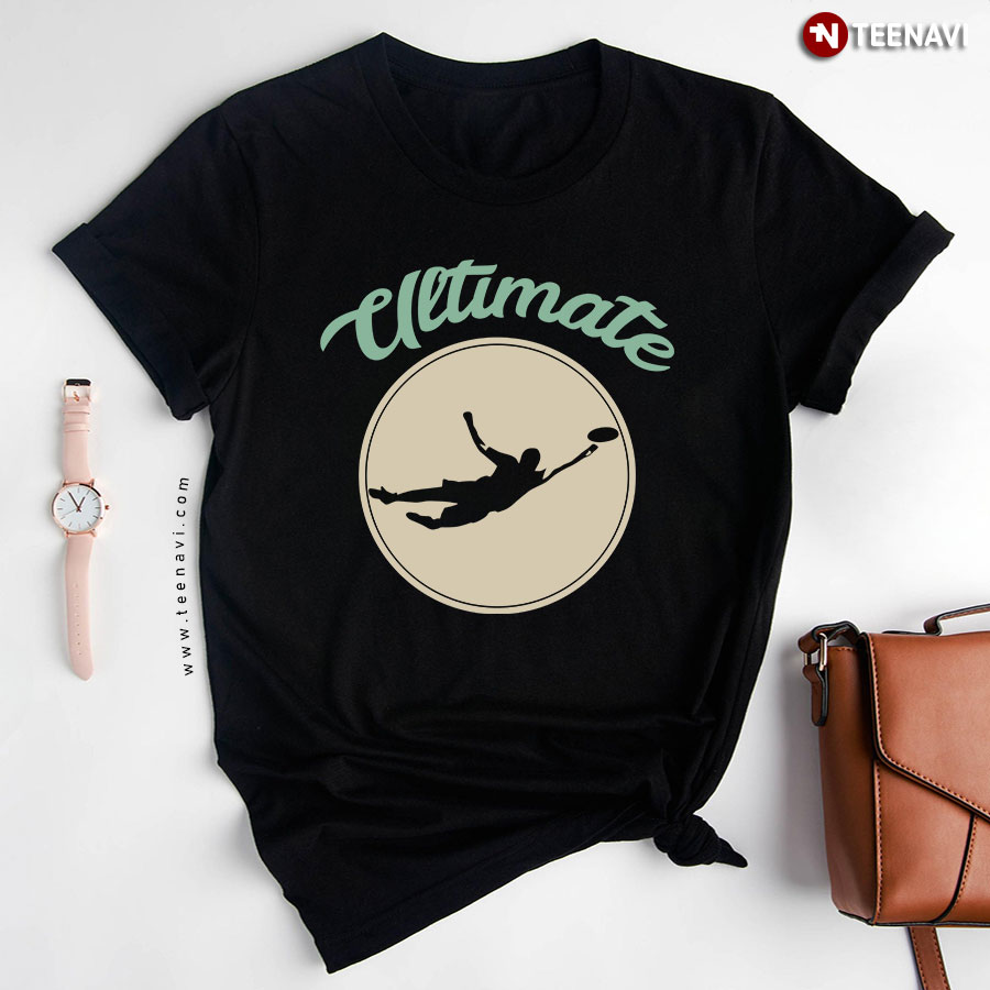 Ultimate Frisbee Flying Disc Sport Silhouette Vintage Sunset T-Shirt