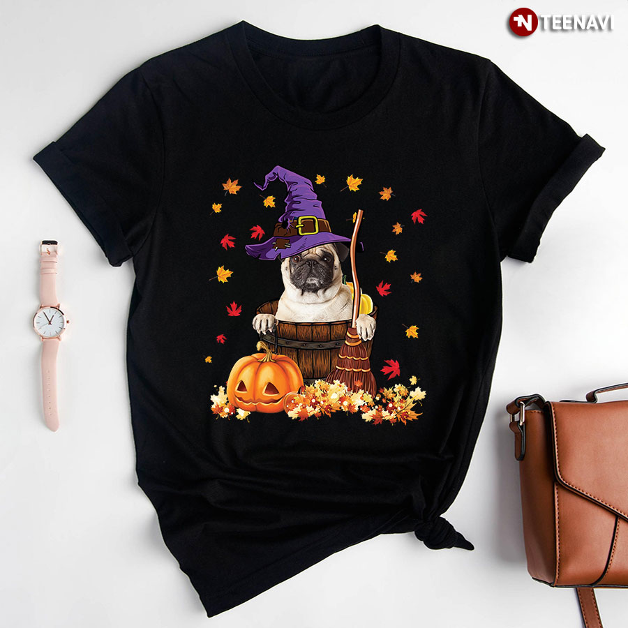 Funny Pug Witch Happy Halloween for Dog Lover T-Shirt