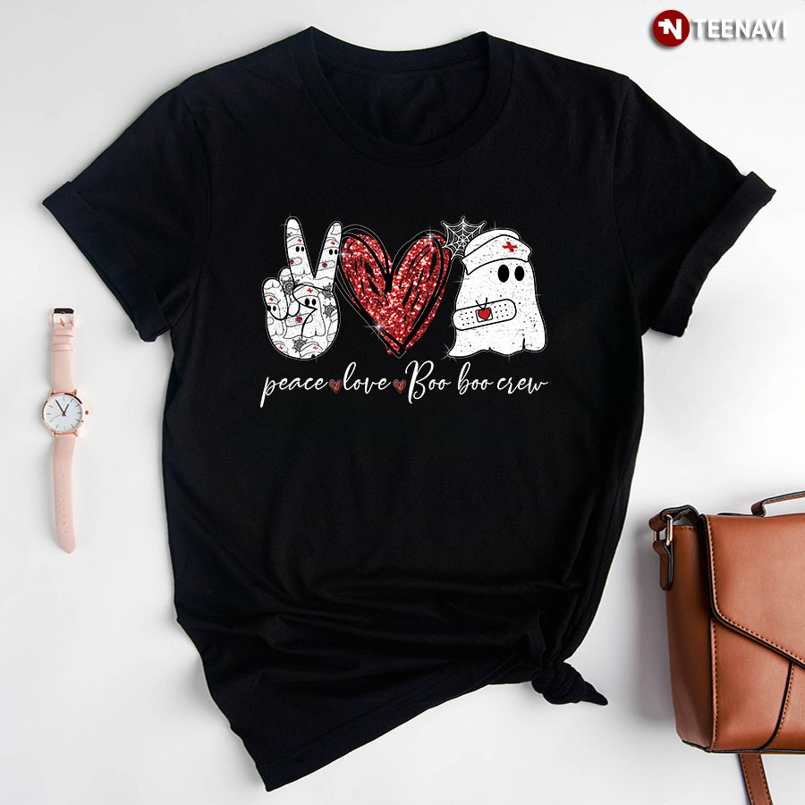 Peace Love Boo Boo Crew Nurse Ghost Halloween Costume Gift T-Shirt