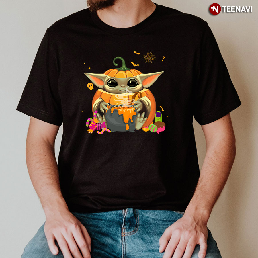 Baby Yoda With Pumpkin For Halloween T-Shirt