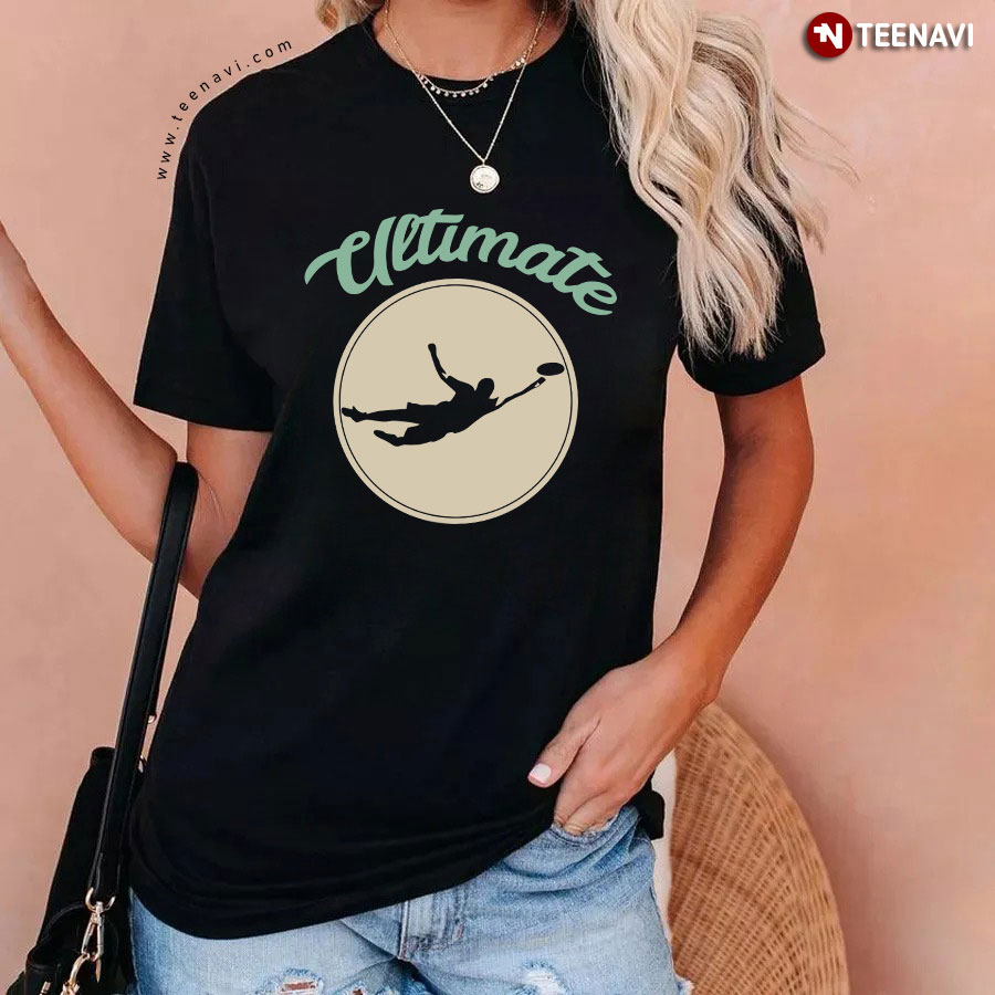 Ultimate Frisbee Flying Disc Sport Silhouette Vintage Sunset T-Shirt