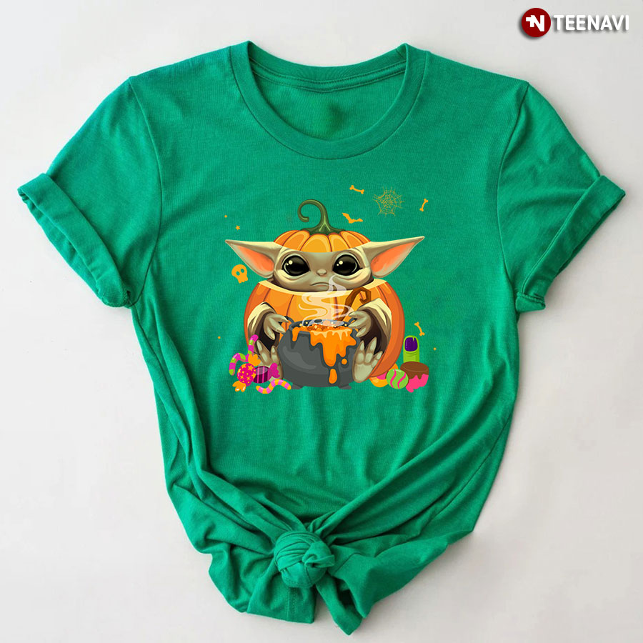 Baby Yoda With Pumpkin For Halloween T-Shirt