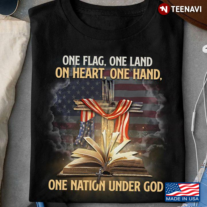 One Flag One Land On Heart One Hand One Nation Under God Cross Bible  American Flag