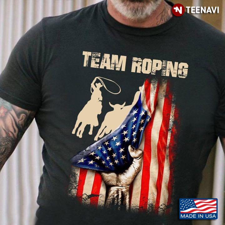 Team Roping American Flag For Team  Roping Lovers