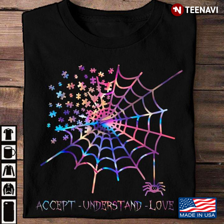 Accept Understand  Love Autism Awareness Spider
