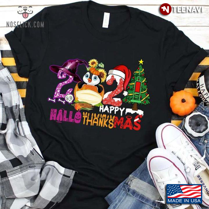 2021 Penguin Happy Hallothanksmas Halloween Thanksgiving Christmas Gift