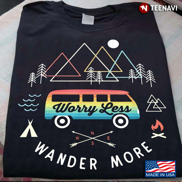 Worry Less Wander More Retro Style for Camping Lover