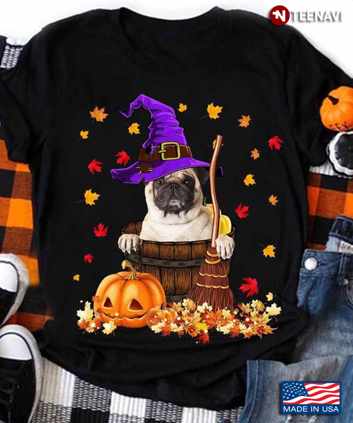 Funny Pug Witch Happy Halloween for Dog Lover