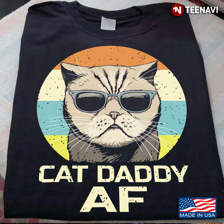 Cat Daddy AF Cool Cat with Sunglasses Retro Style for Dad