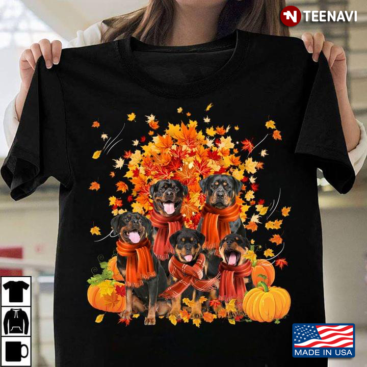 Rottweiler Dogs and Autumn Plants Adorable Design for Dog Lover