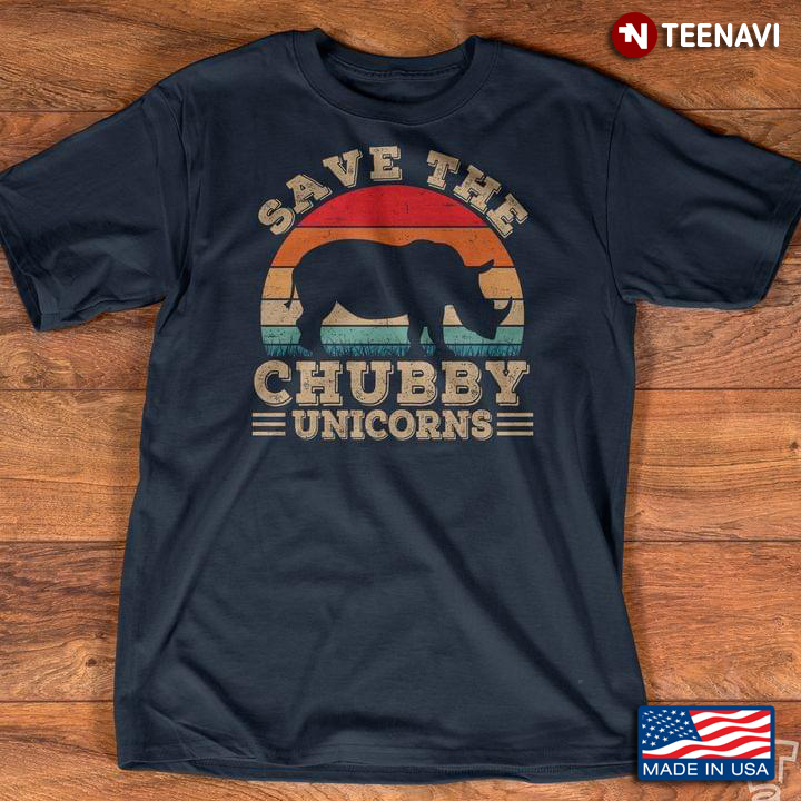 Save The Chubby Unicorn Vintage Sunset for Animal Lover