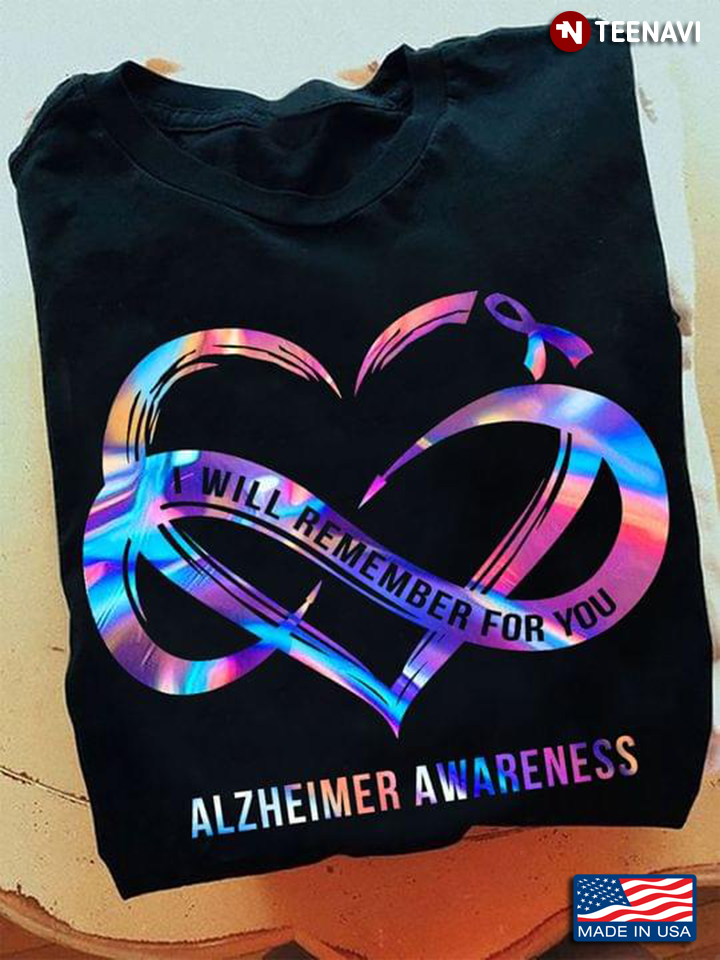 I Will Remember for You Alzheimer Awareness Neon Heart
