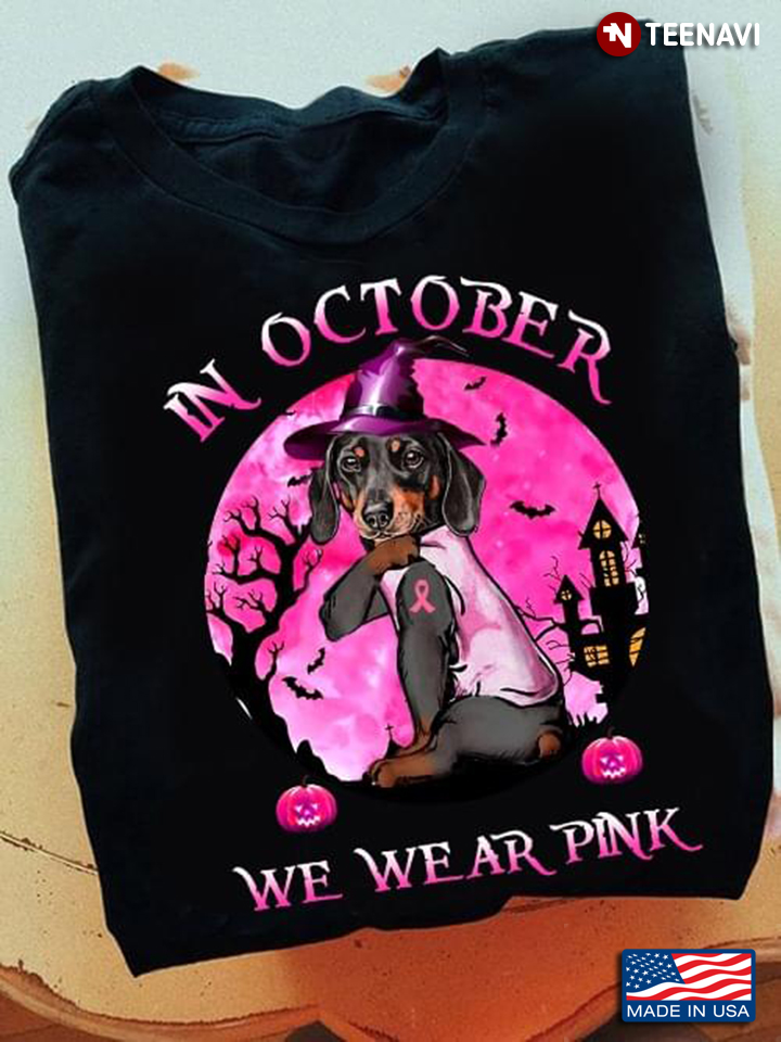 Halloween Dachshund In October We Wear Pink Breast Cancer Awareness