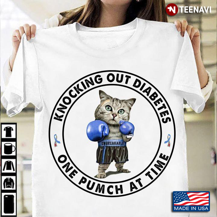 Cat Knocking Out Diabetes One Punch At Time Circle Design