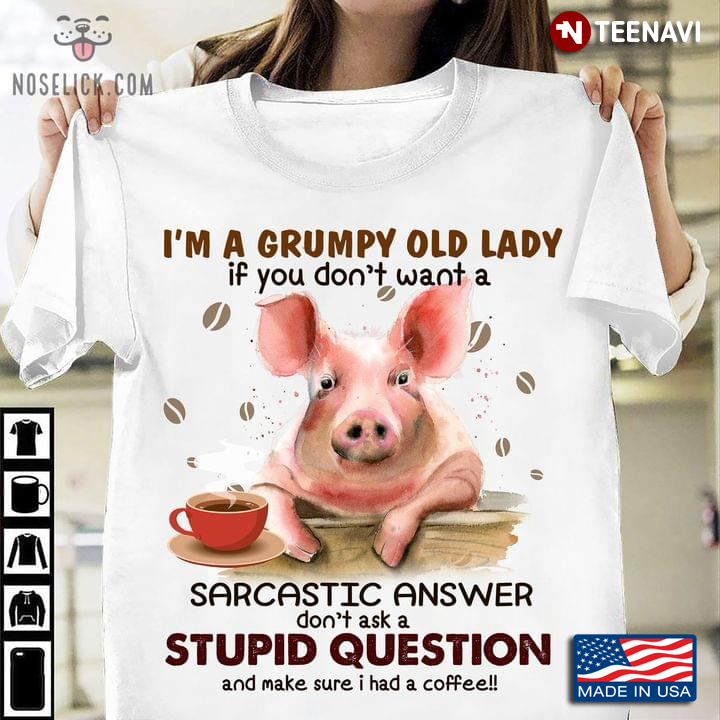 I'm A Grumpy Old Lady If You Don't Want A Sarcastic Answer Don't Ask A Stupid Question Funny Pig