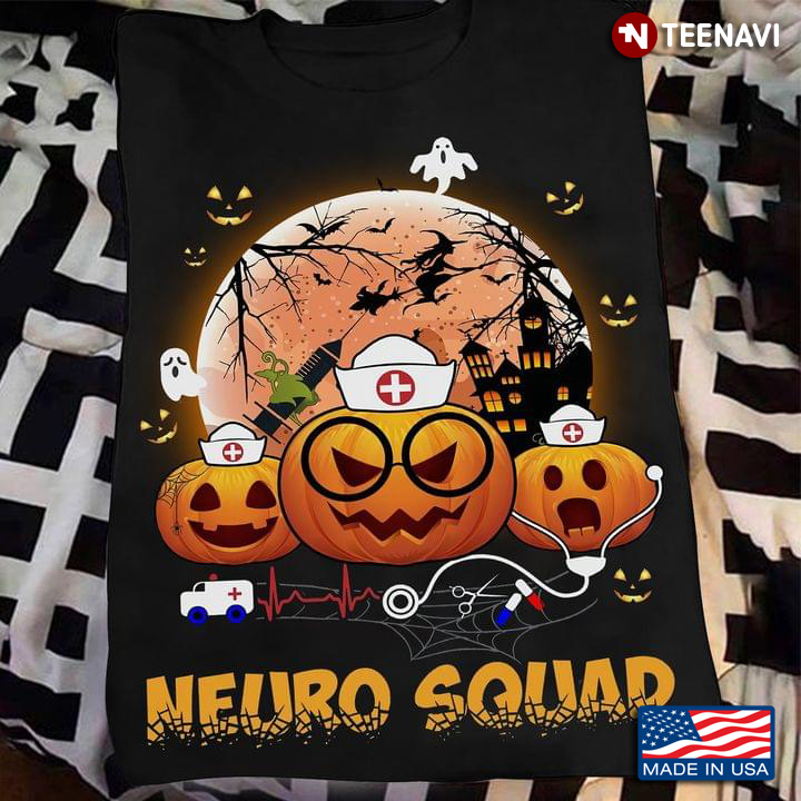 Neuro Squad Funny Nurse Pumpkins and Blood Moon