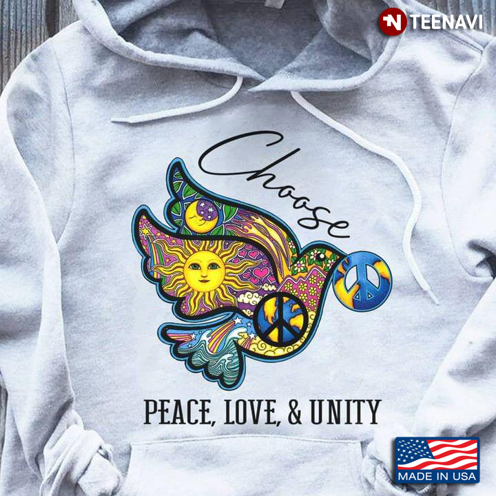 Choose Peace Love Unity Pigeon and Peace Sign