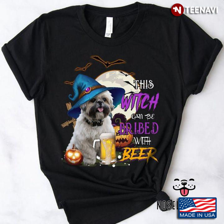 This Witch Can Be Bribed With Beer Shih Tzu Witch For Halloween