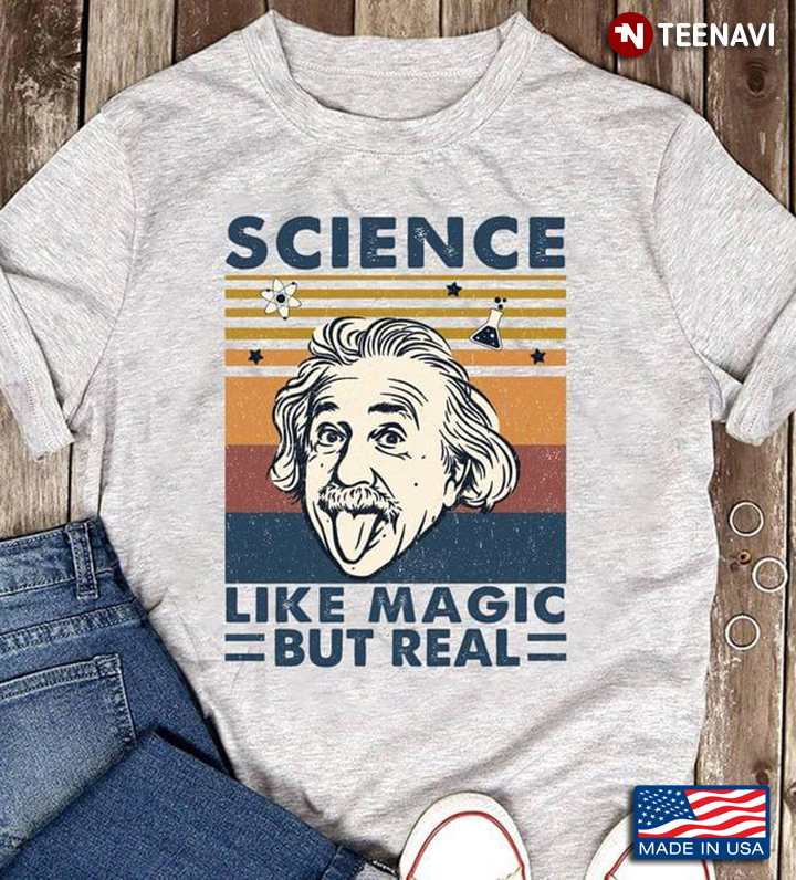 Vintage Albert Einstein Science Like Magic But Real For Science Lover