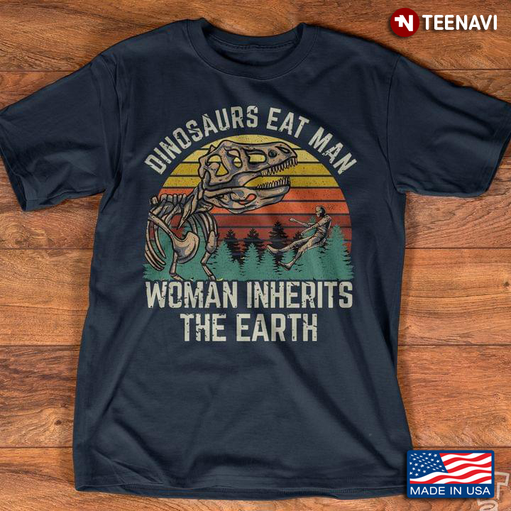 Vintage Dinosaurs Eat Man Woman Inherits The Earth