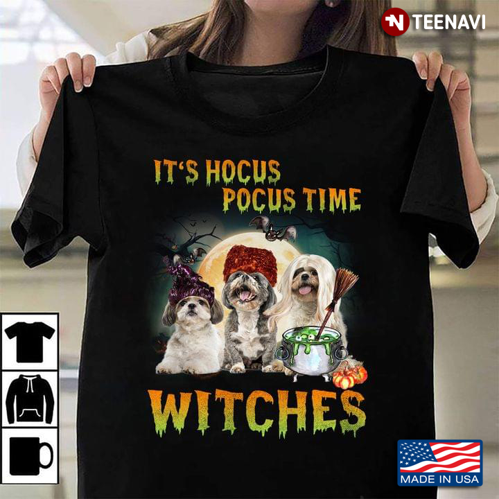 Shih Tzu It's Hocus Pocus Time Witches For Halloween