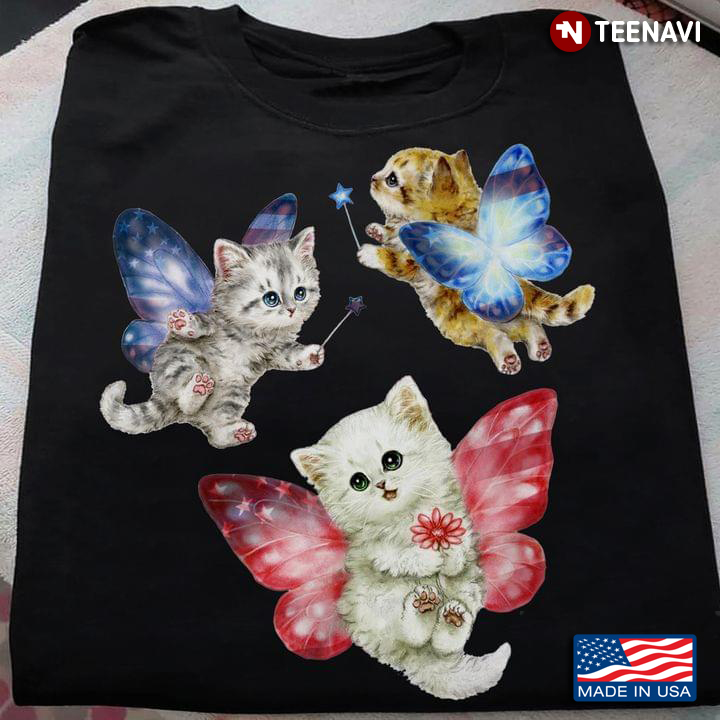 Three Cute Cats With Butterfly Wings For Cat Lover