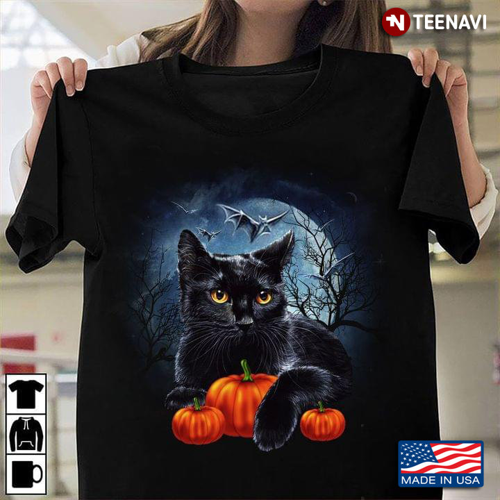 Black Cat And Pumpkins Cat Lover For Halloween