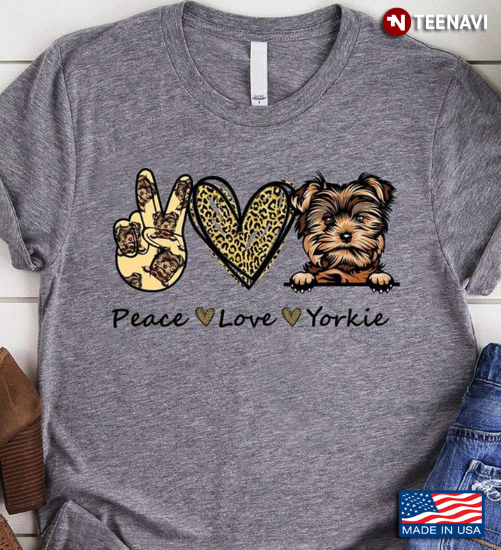 Peace Love Yorkie Leopard For Dog Lover