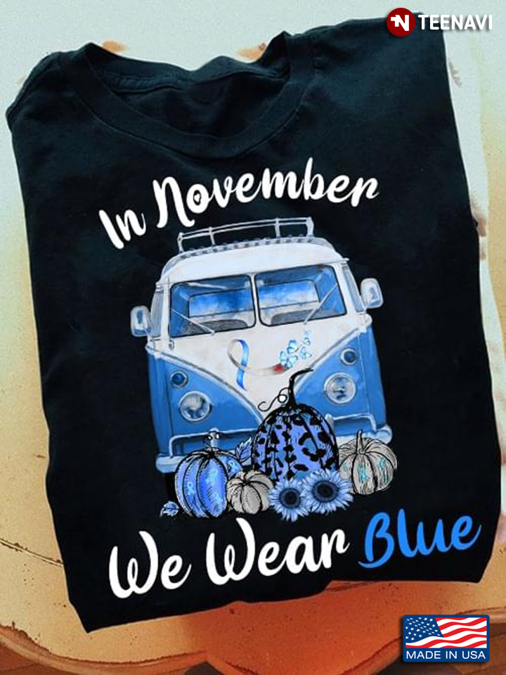 In November We Wear Blue Diabetes Awareness Blue Car And Pumpkins