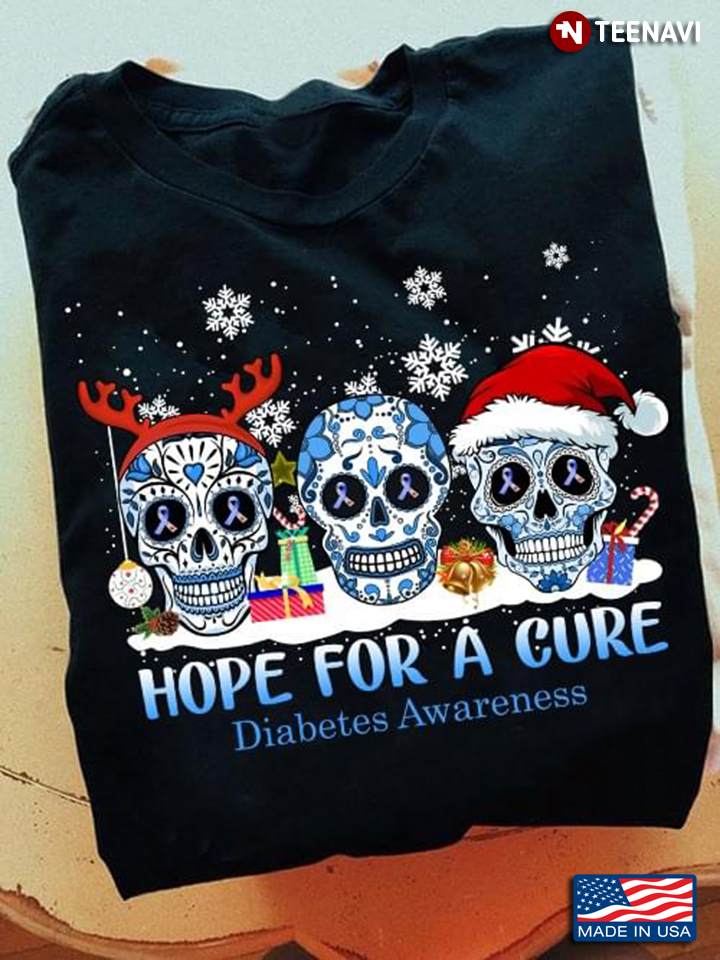 Hope For A Cure Diabetes Awareness Sugar Skulls In Christmas Costumes For Christmas