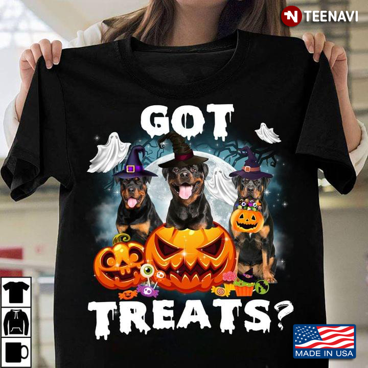 Got Treats Rottweilers Pumpkins Boos Night Moon For Halloween