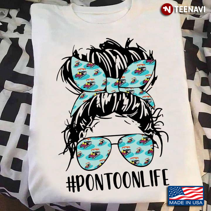 Pontoon Life Girl With Pontoon Boats Headband And Sunglasses For Pontooning Lover