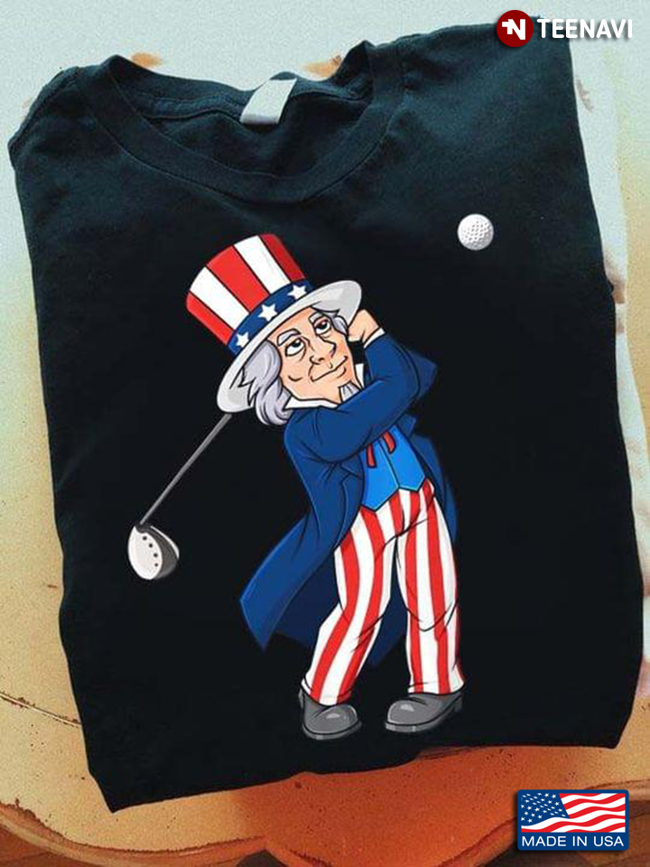 Uncle Sam Playing Golf American Flag For 4th Of July