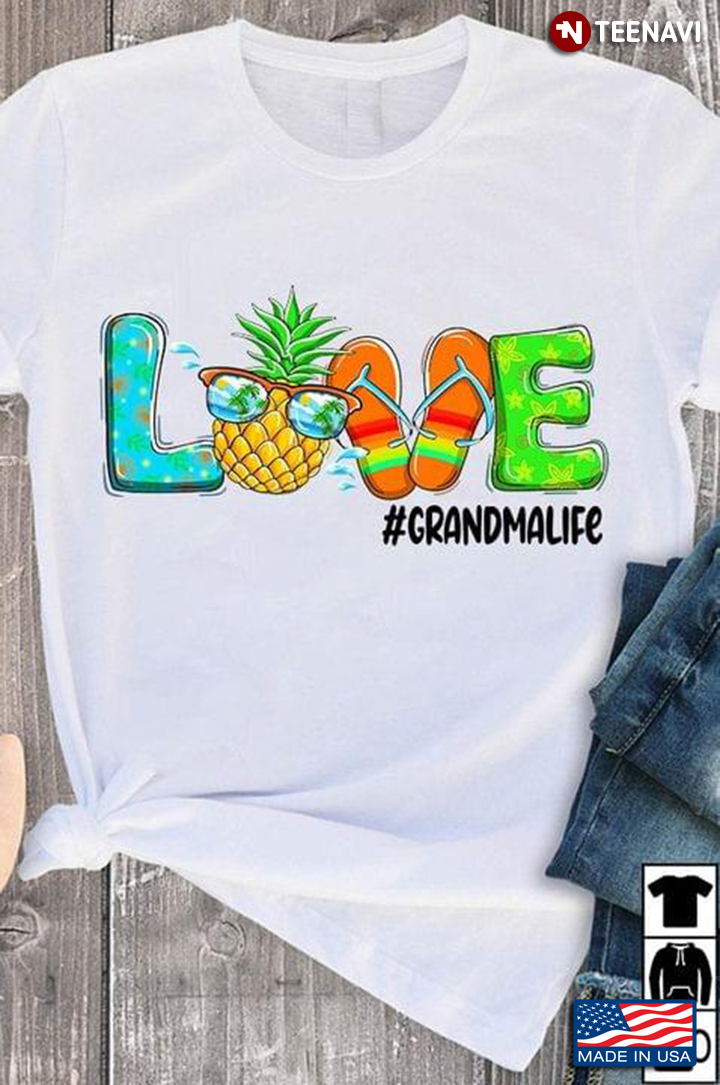 Love Grandma Life Pineapple Flip Flops