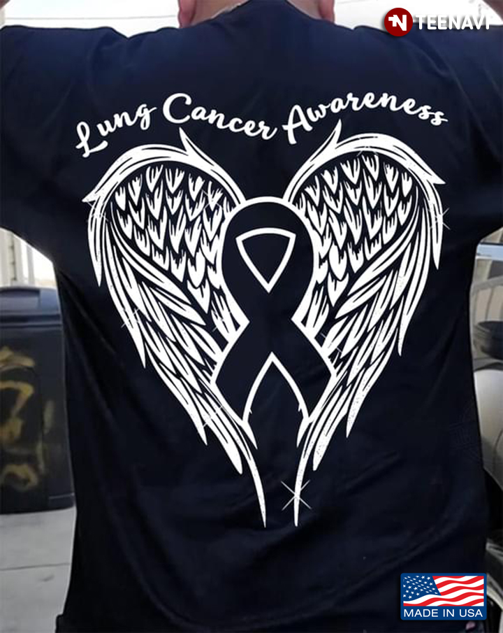 Lung Cancer Awareness Wings With Ribbon