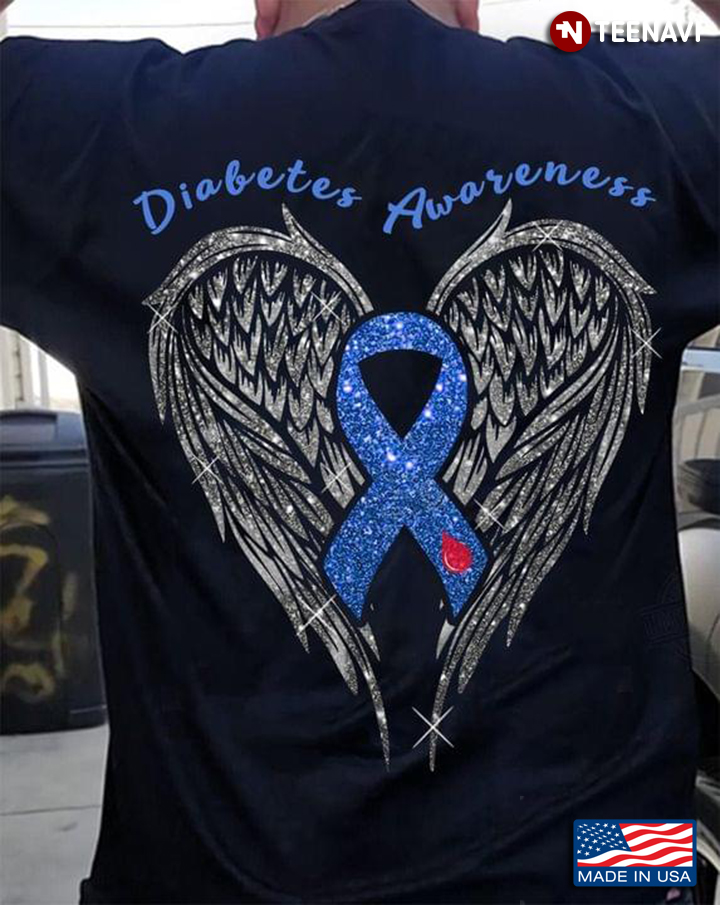 Diabetes Awareness Wings With Ribbon