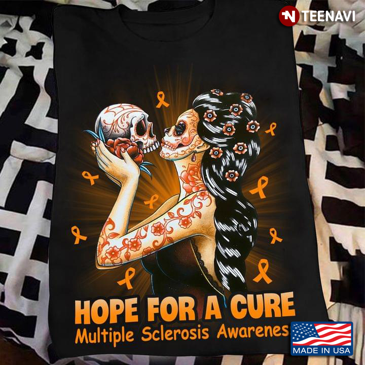 Hope For A Cure Multiple Sclerosis Awareness Tattoo Girl With Skull