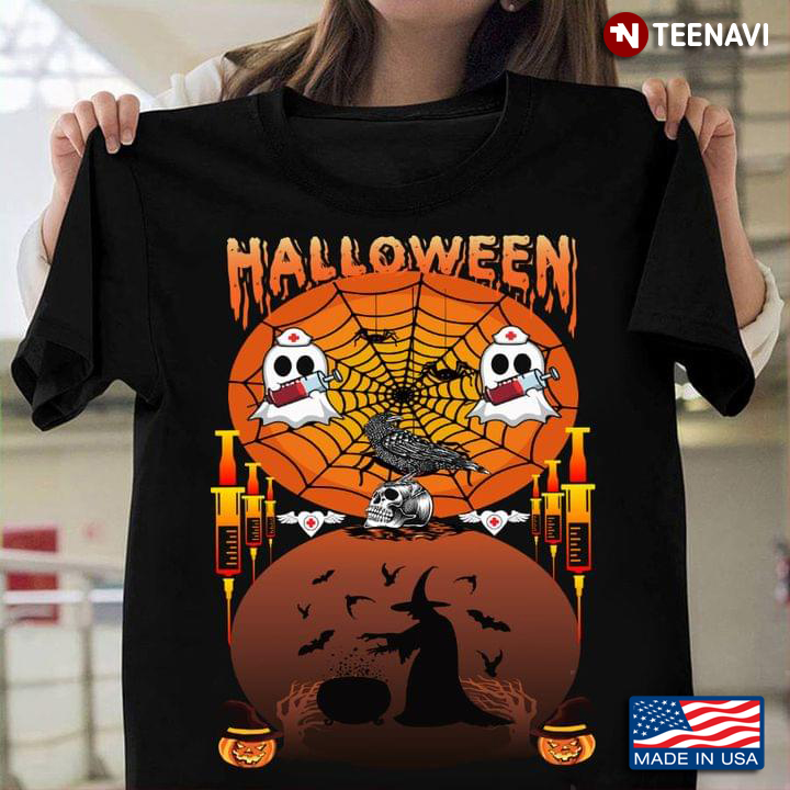 Halloween Nurse Boo Witch Pumpkins Skull Crow